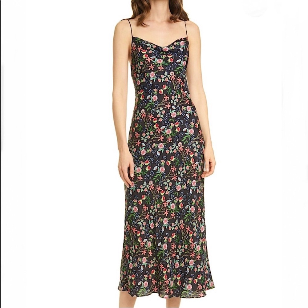 Alice + Olivia Floral Harmony Midi/Maxi Dress - Black and Multicolor